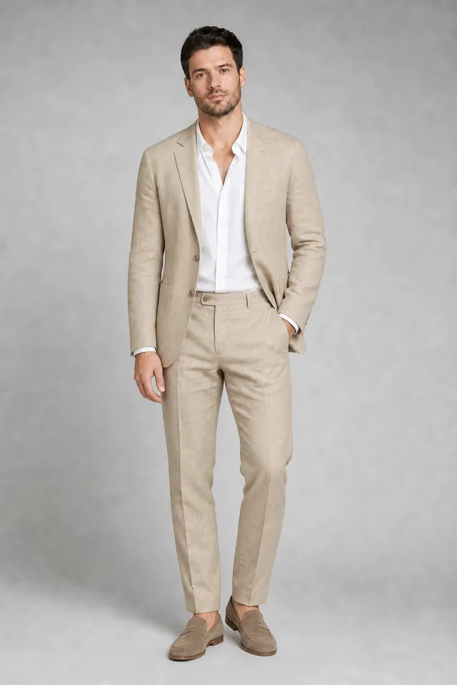 Beige Linen Suit AI outfit example