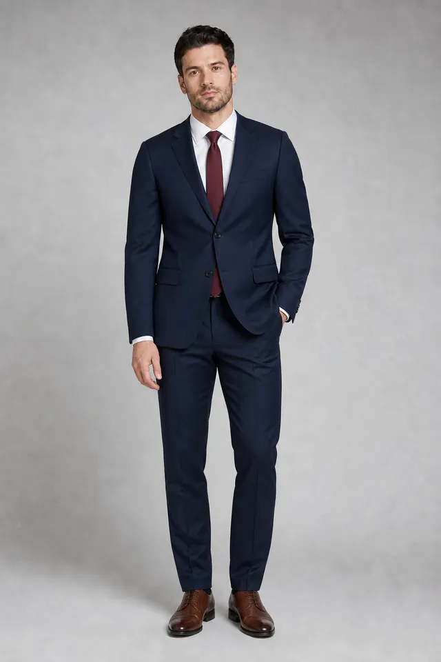 Navy Business Suit AI outfit example